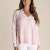 All Clothing Two-T's | Tyra V Neck Cable Sweater - Pale Pink - Tt25