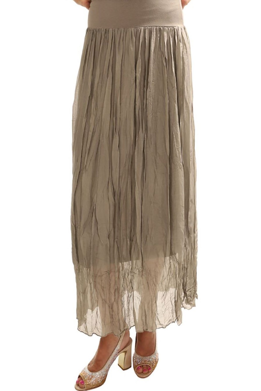 All Clothing Cindy G | Pleated Silk Jersey Skirt | Fawn | Cg40