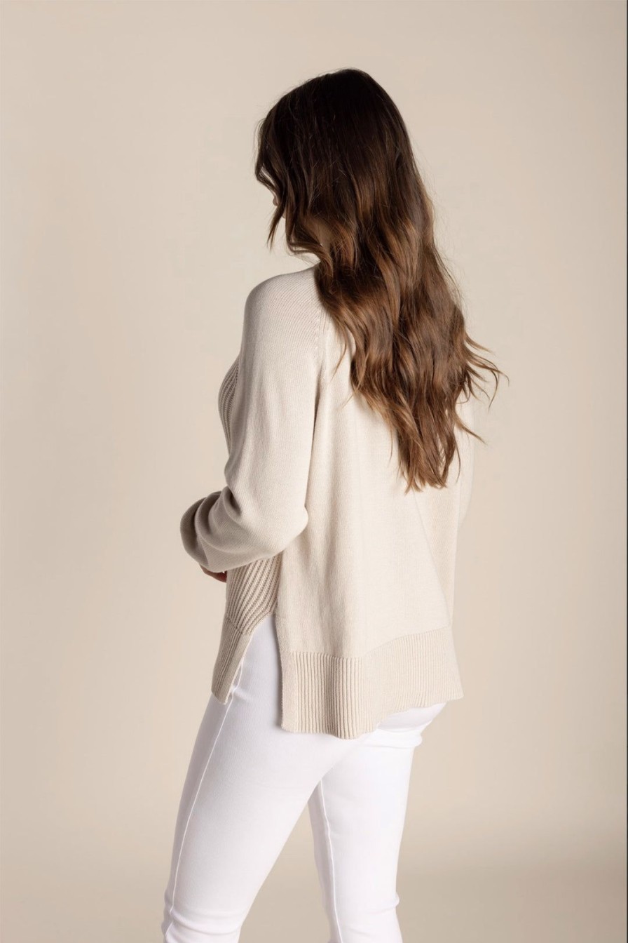 All Clothing Two-T's | Tyra V Neck Cable Sweater - Stone - Tt25