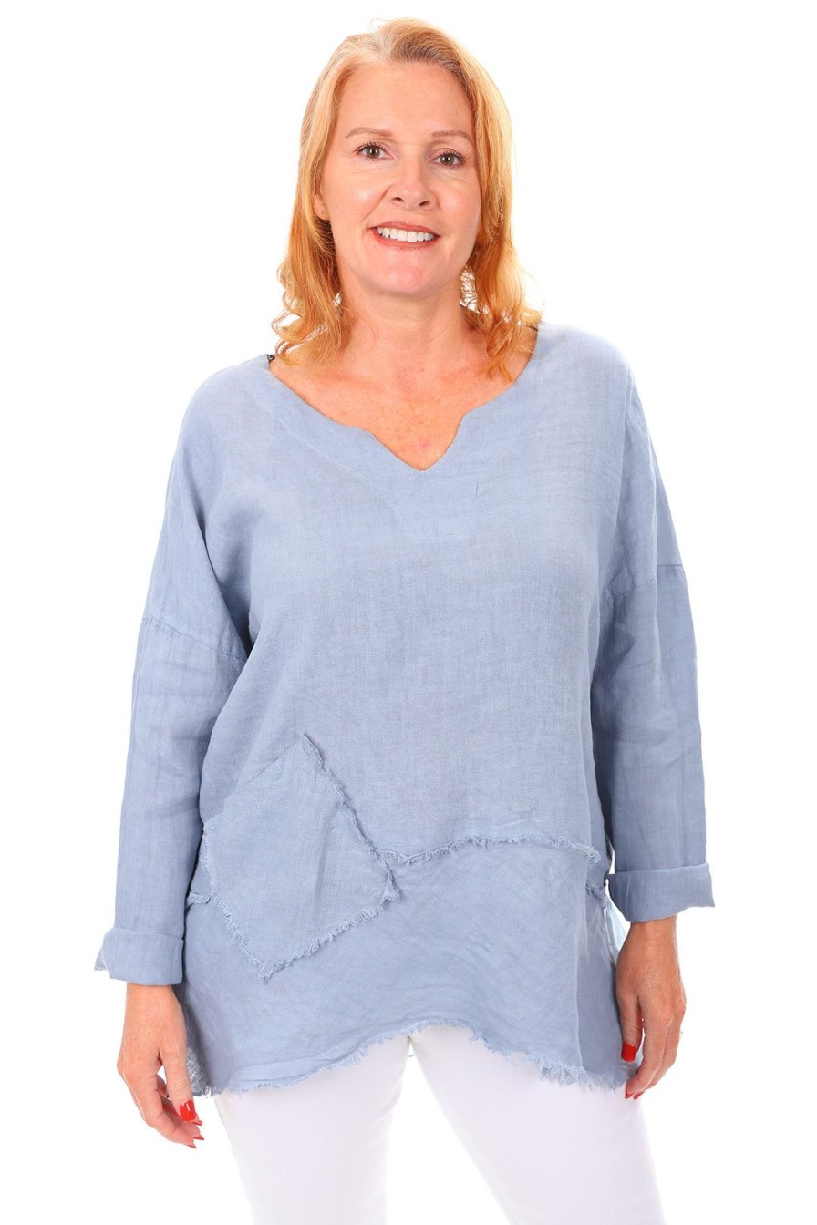 All Clothing Cest Parfait | Lazy Days Linen Top | Blue | Cp6