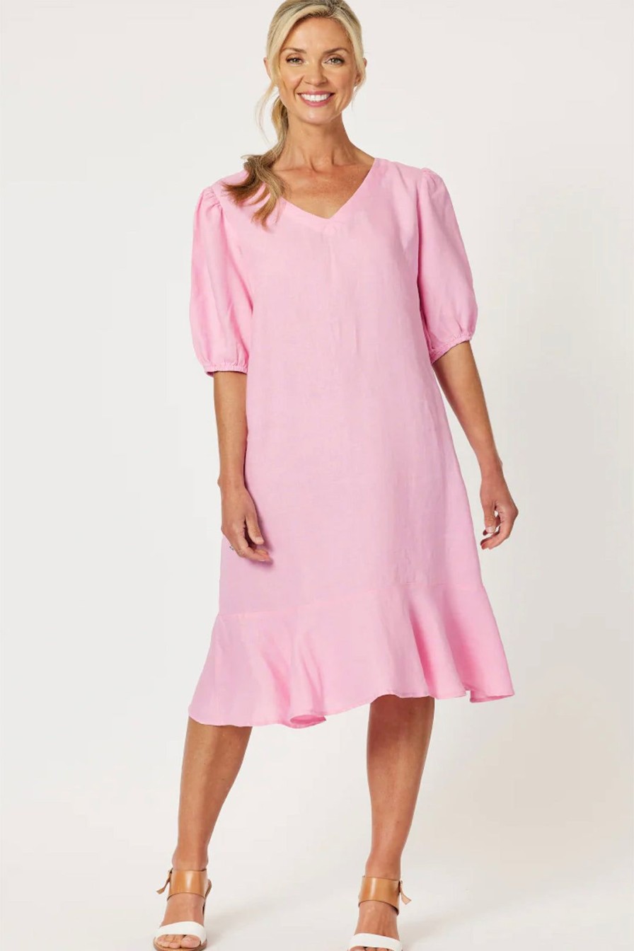 All Clothing Gordon smith | Flute Hem Linen Dress | Candy | Gs13