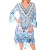 All Clothing Fashion Spectrum | Jeweled High Low Silk Dress | Palama Blue | Fs7