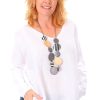 All Clothing Cindy G | V Neck Long Sleeve Top | White | Cg11