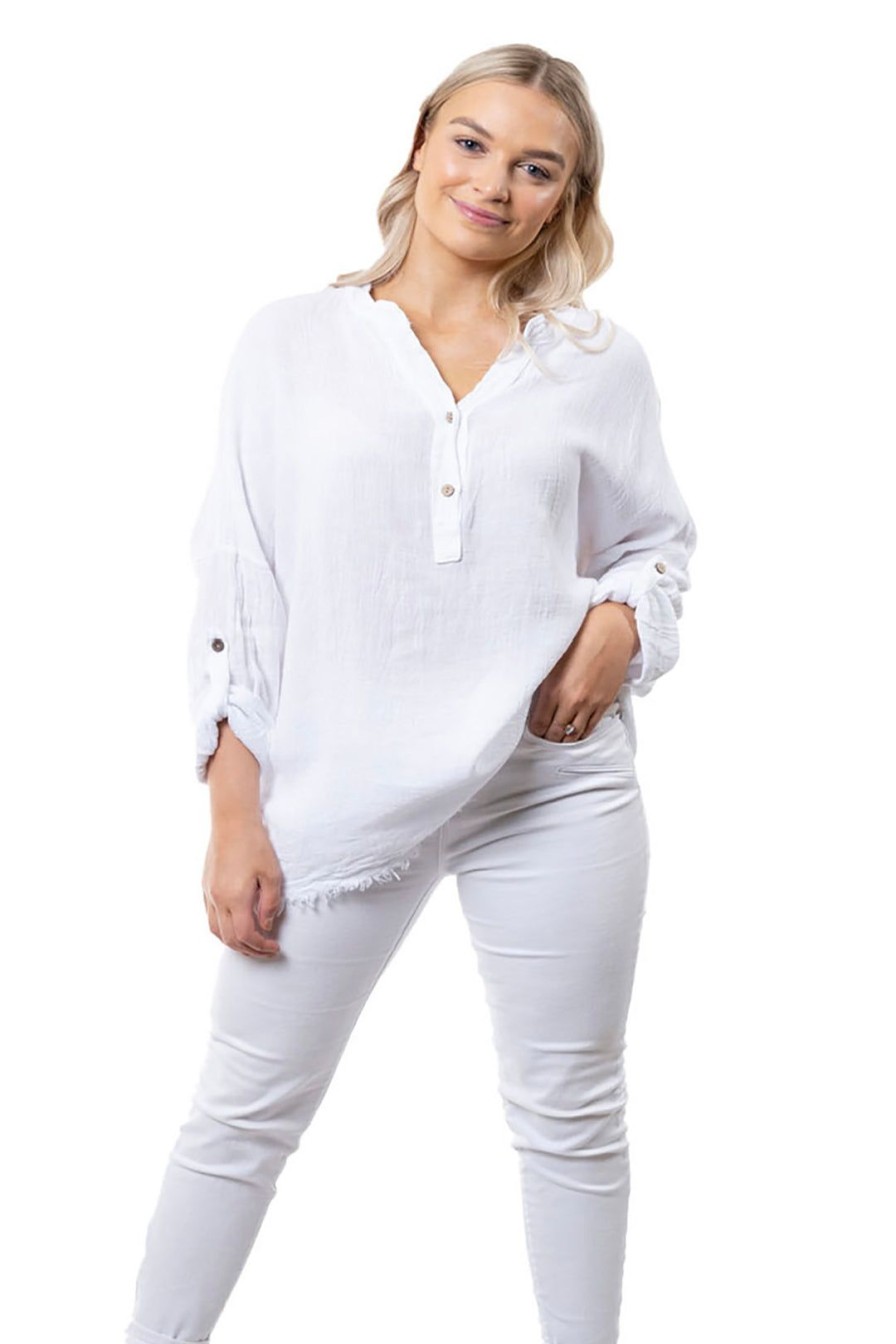 All Clothing The Italian Cartel | Sally Linen Top | White | Ic35