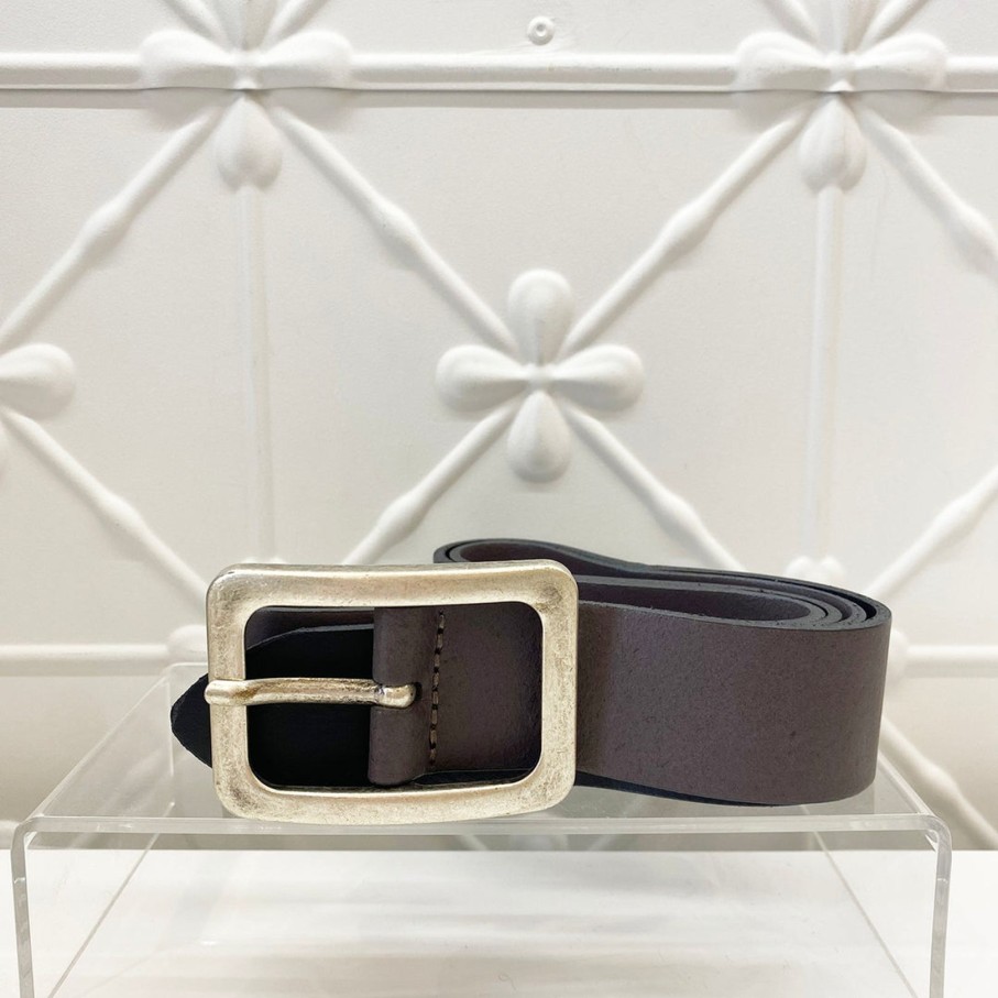 Accessories Vanzetti | Square Buckle Leather Belt | Anthracite | V1