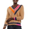 All Clothing Zaket & Plover | Striped V-Neck Jumper | Caramel | Zp6