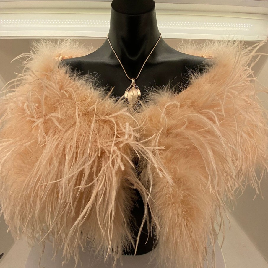 Accessories Essential Imports | Ostrich Feather Shrug | Peach | Fi2