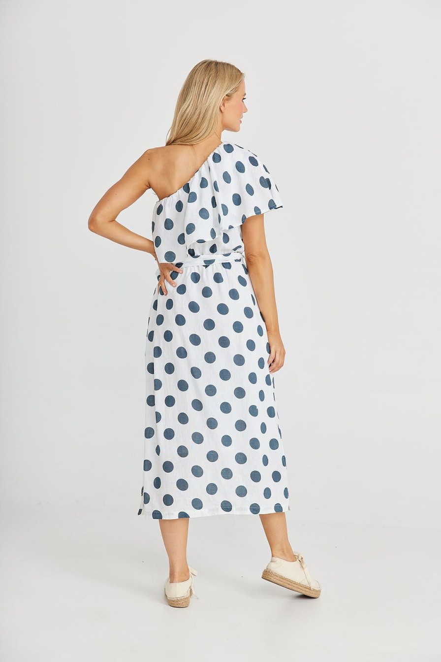 All Clothing The Shanty Corporation | Corina Midi Dress | | Ts8 Slate Dot Linen