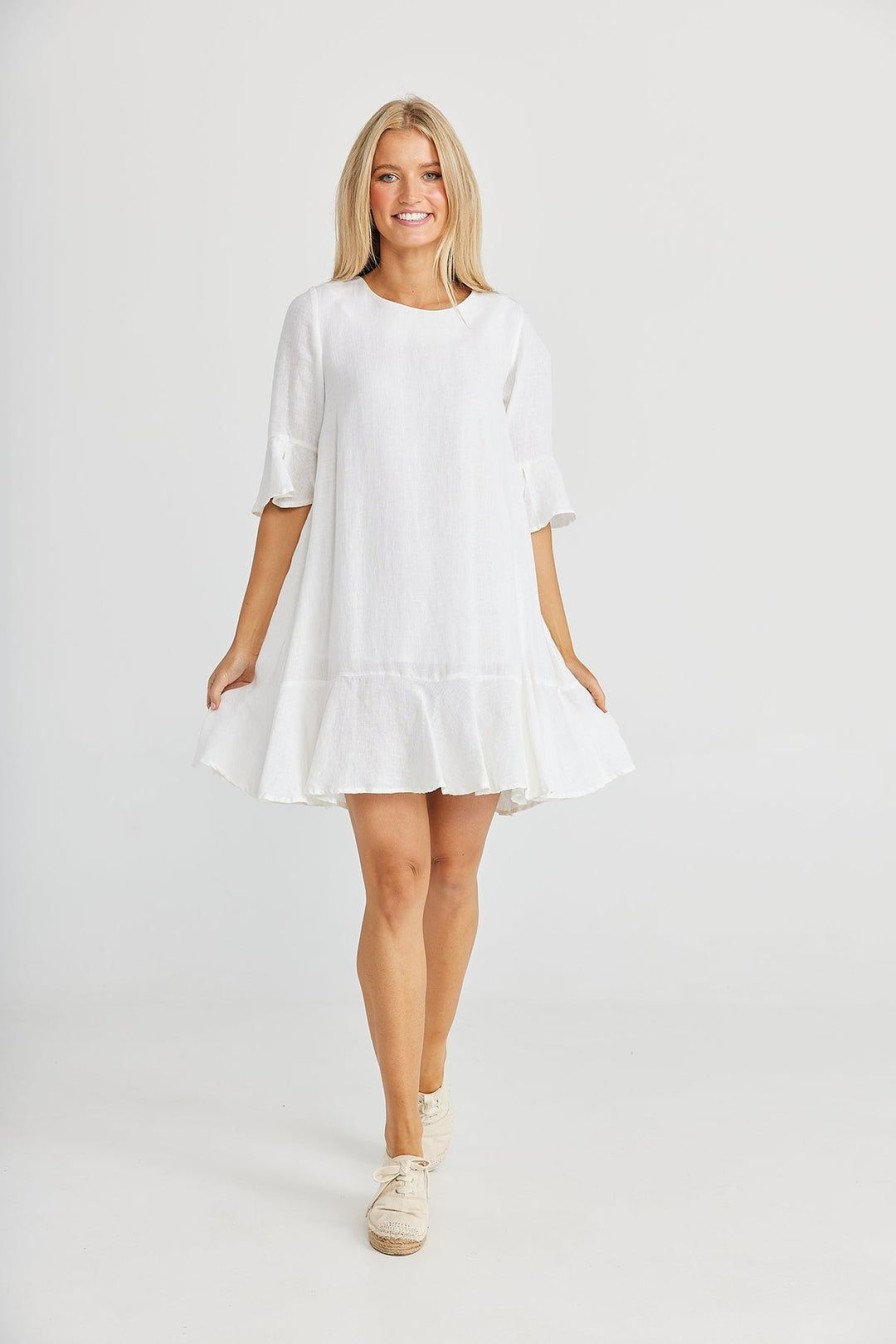 All Clothing The Shanty Corporation | Lecce Linen Dress | White | Ts10