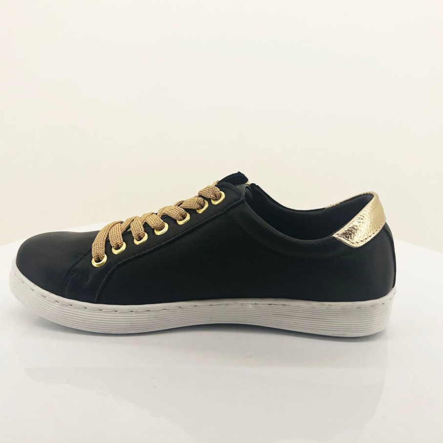 Shoes Rilassare | Token Duo Sneaker | Black & Gold | Rs1