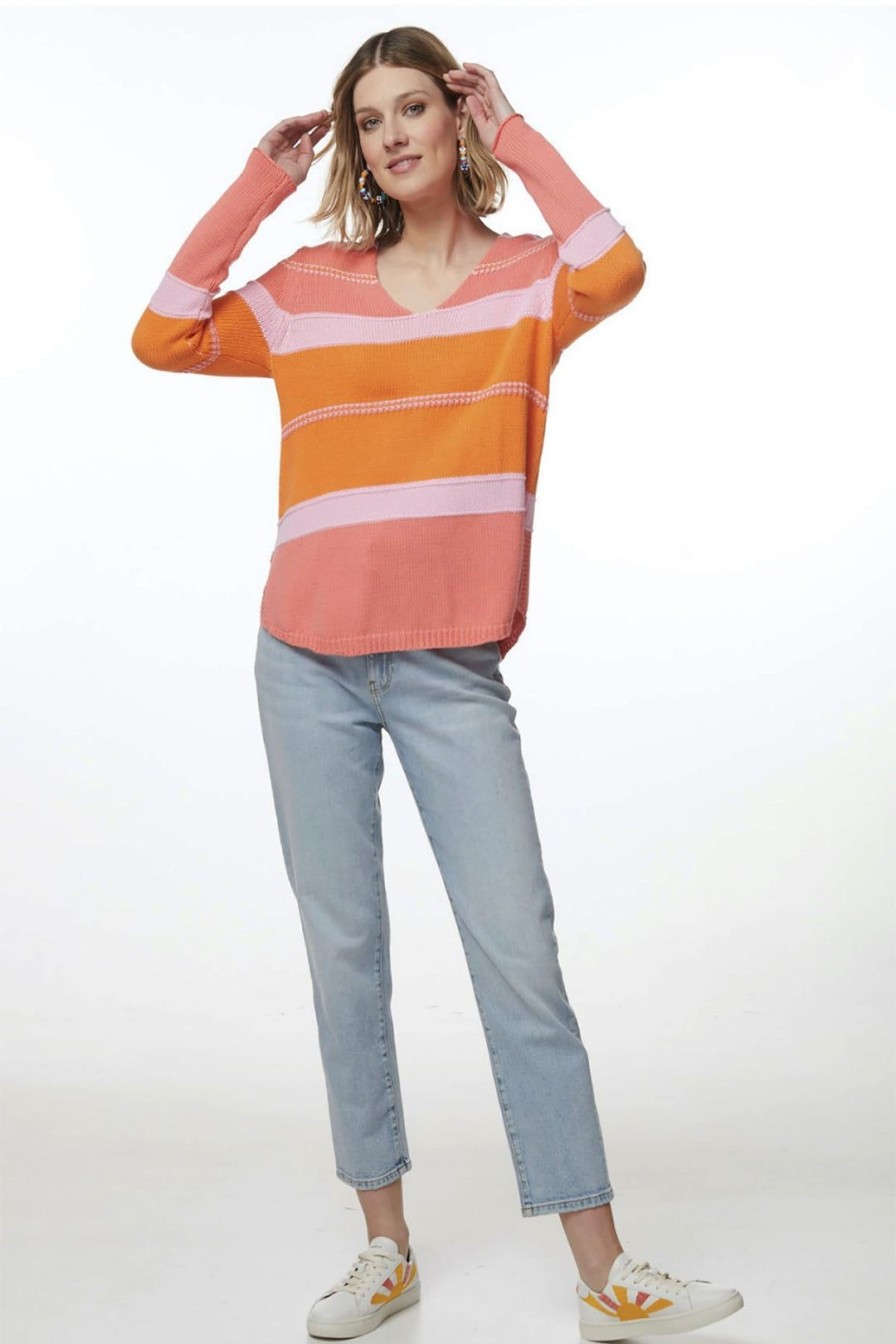 All Clothing Zaket & Plover | Cotton V Jumper - Coral - Zp12