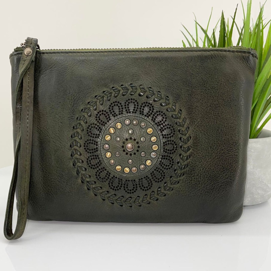 Accessories Modapelle | Leather Wristlet | Ml8 Black