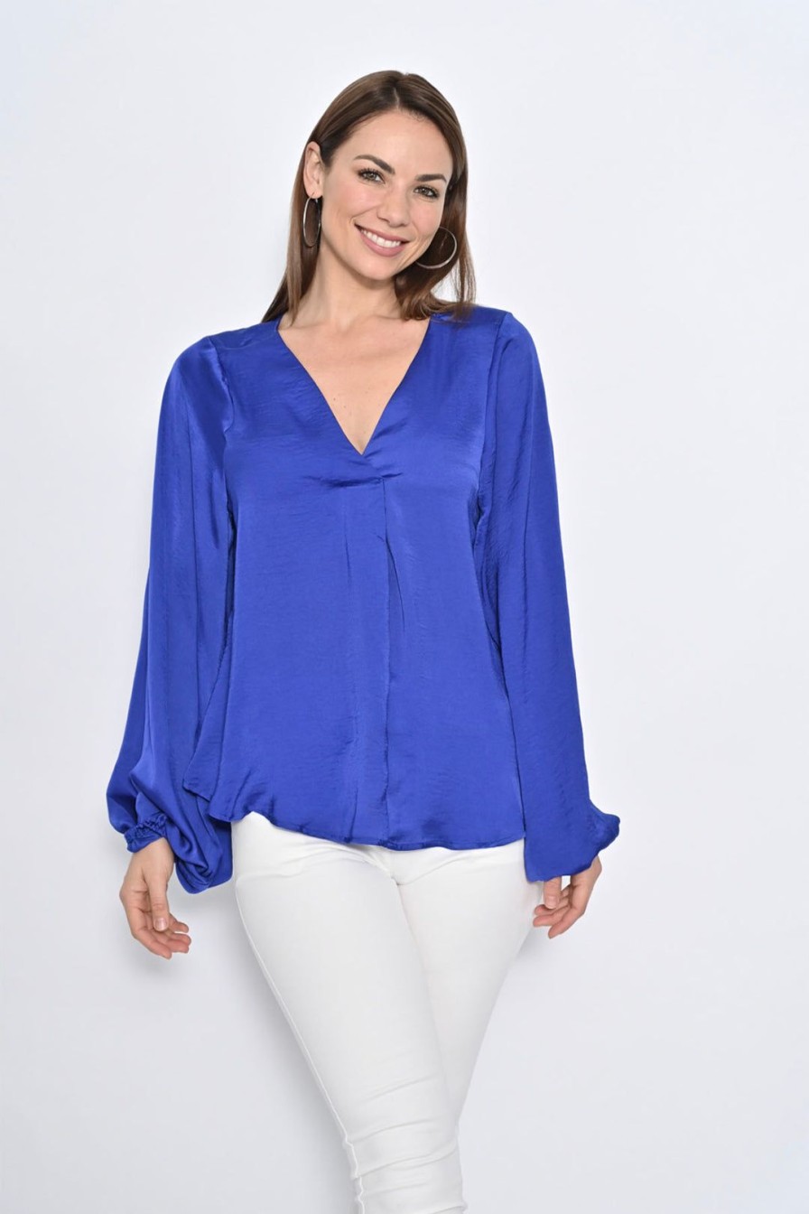 All Clothing Cali & Co | Sandra V Neck Top | | Cc1 Cobalt Blue