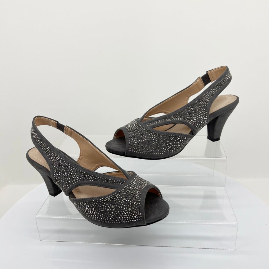 Shoes Clarice | Emily Shimmer Heel | Grey Micro | C3