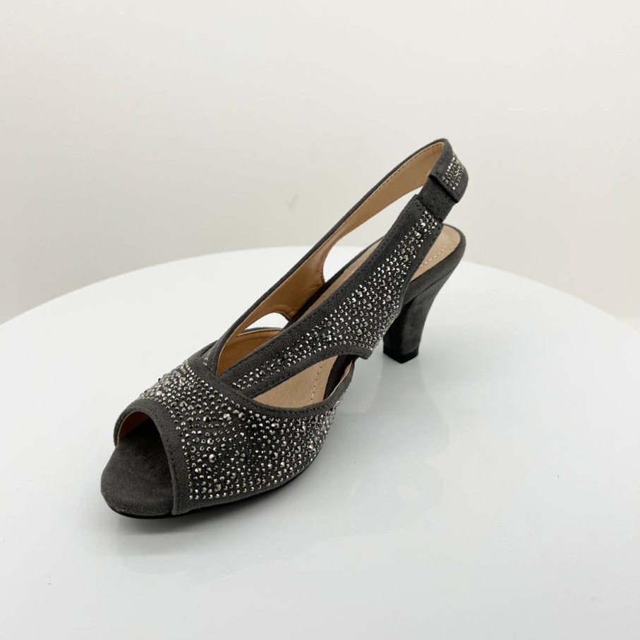 Shoes Clarice | Emily Shimmer Heel | Grey Micro | C3