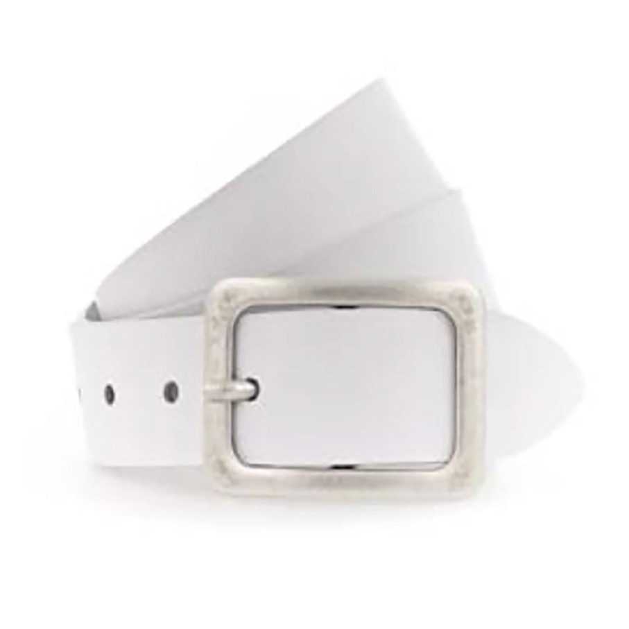 Accessories Vanzetti | Square Buckle Leather Belt | White | V1