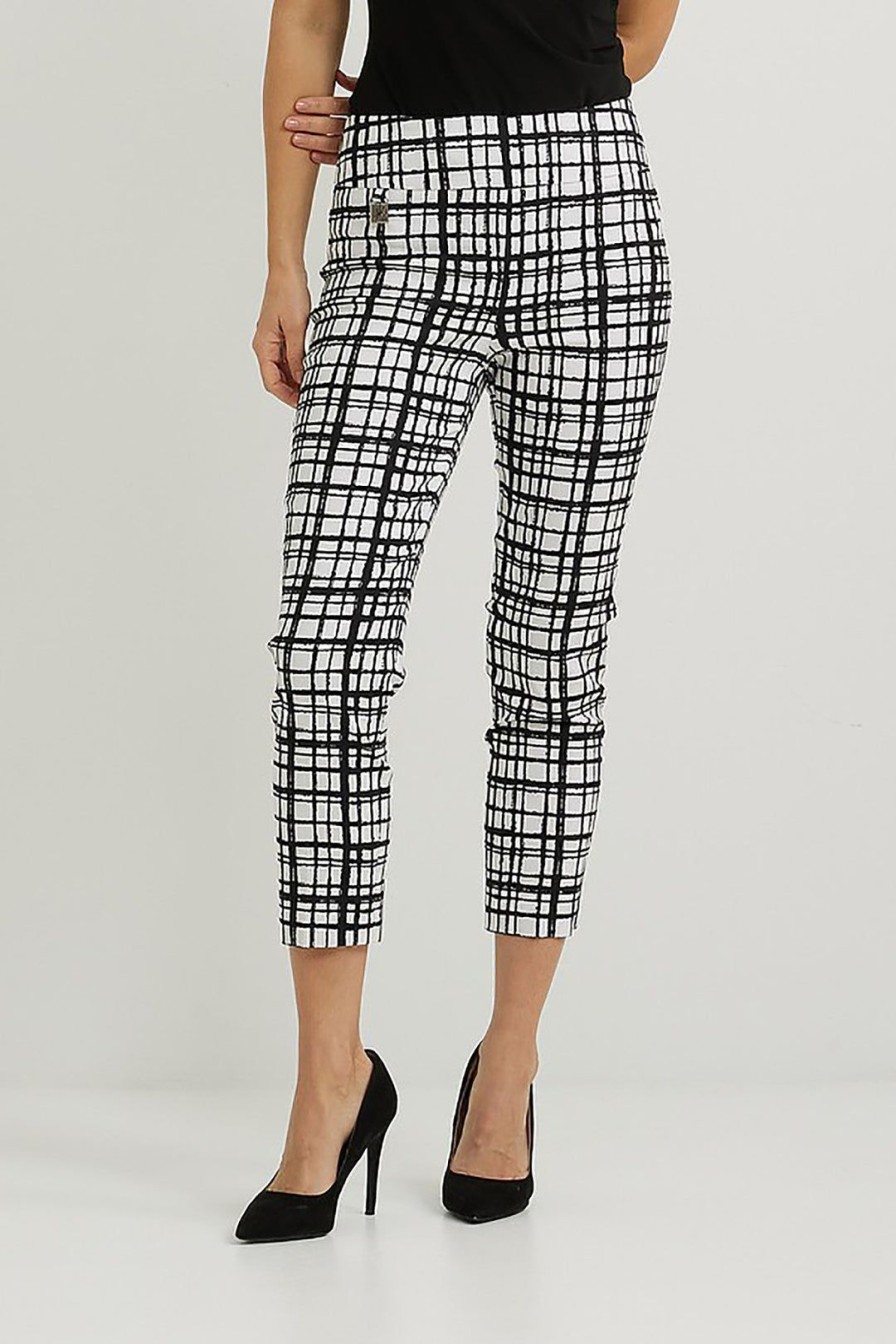 All Clothing Joseph Ribkoff | Checked Cropped Pants | Black & White | Jr123