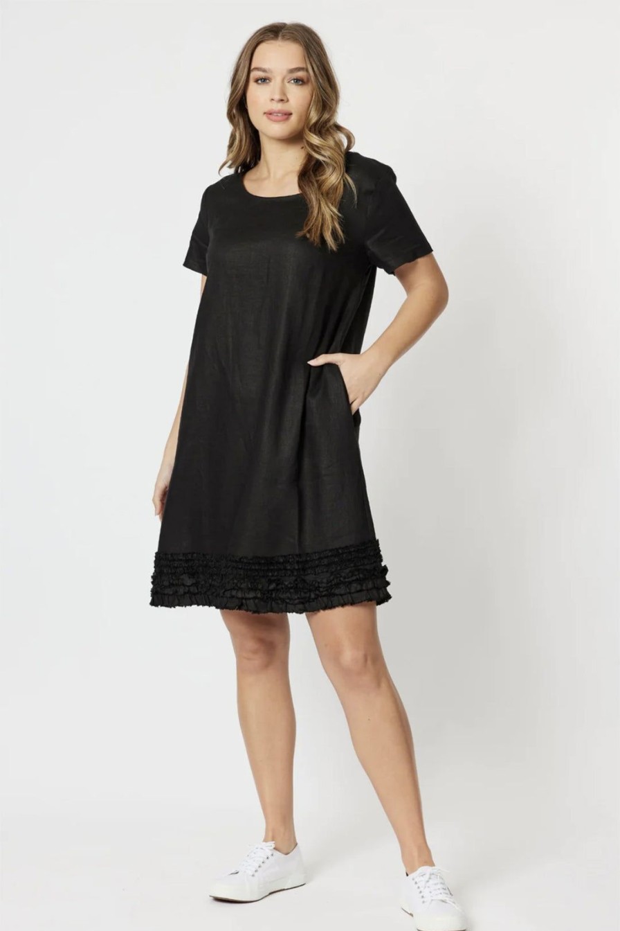 All Clothing Gordon smith | Ruffle Hem Dress | | Gs11 Black