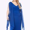 All Clothing Layla Jones | Chiffon Overlay Shoulder Dress | Royal | Lj9