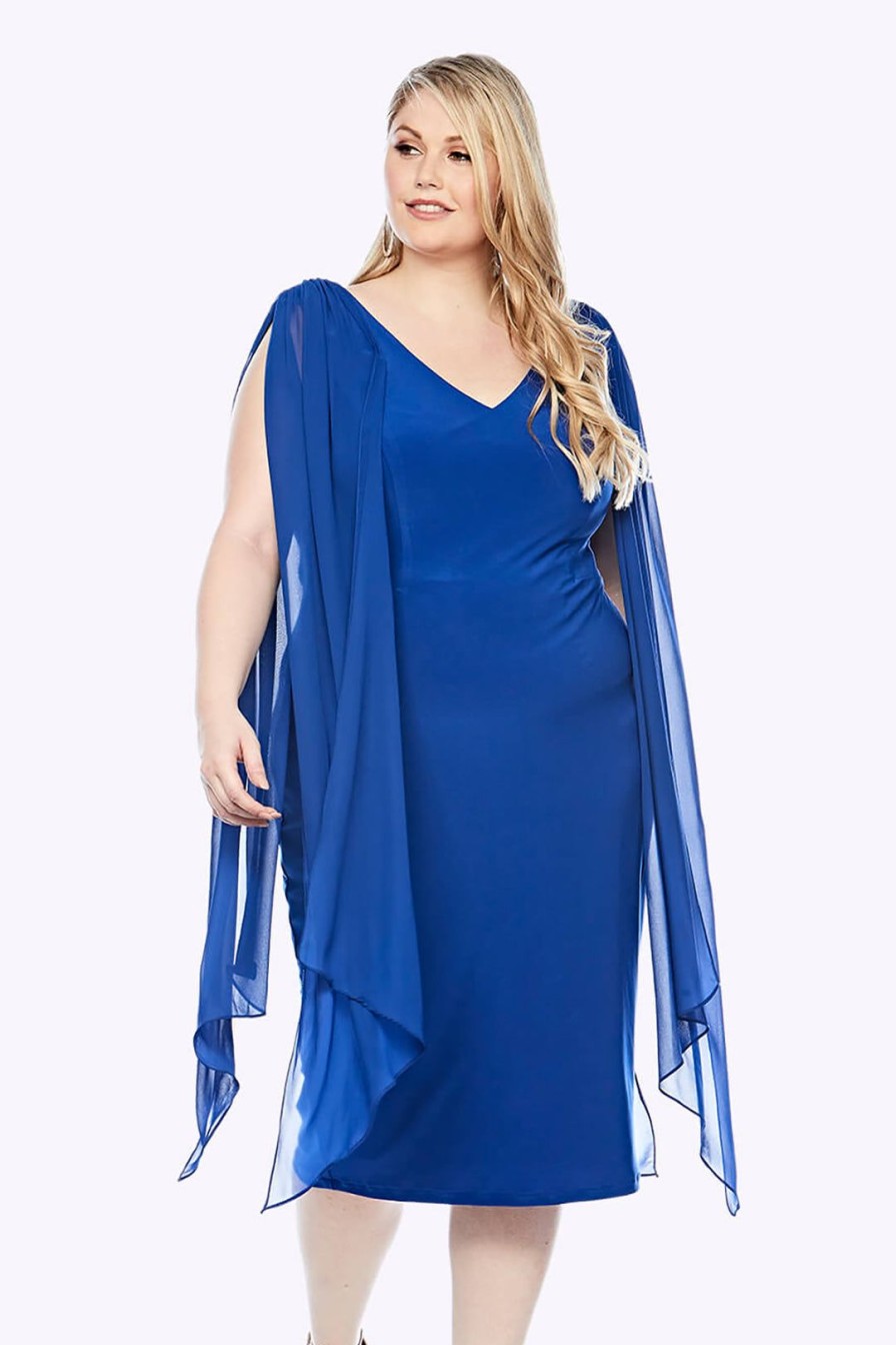 All Clothing Layla Jones | Chiffon Overlay Shoulder Dress | Royal | Lj9