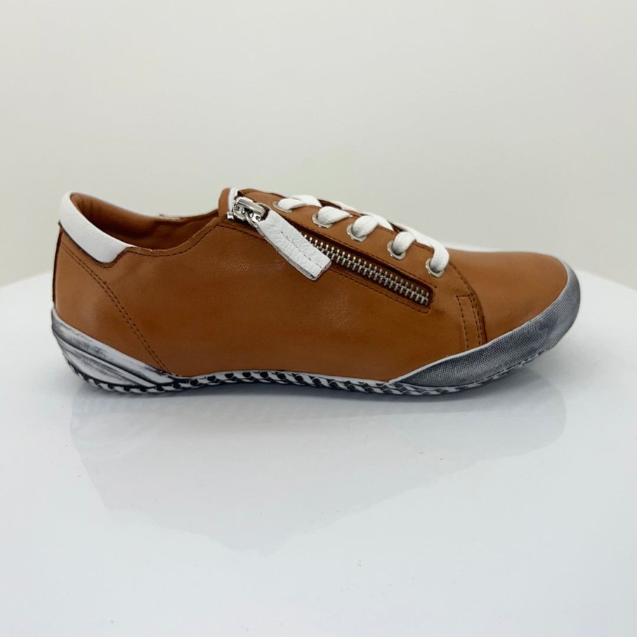 Shoes Rilassare | Tess Flat Sneaker | Cognac | Rs12 Brown