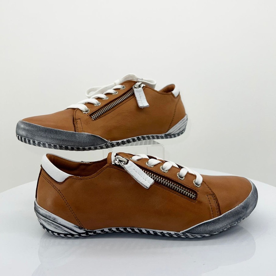 Shoes Rilassare | Tess Flat Sneaker | Cognac | Rs12 Brown