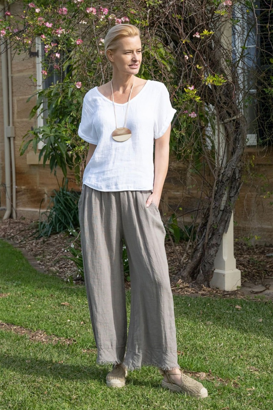 All Clothing The Italian Cartel | Tara Linen Pant - Mocha - Ic17