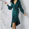 All Clothing Frank Lyman | Elegant Silk Dress | Emerald | Fl120