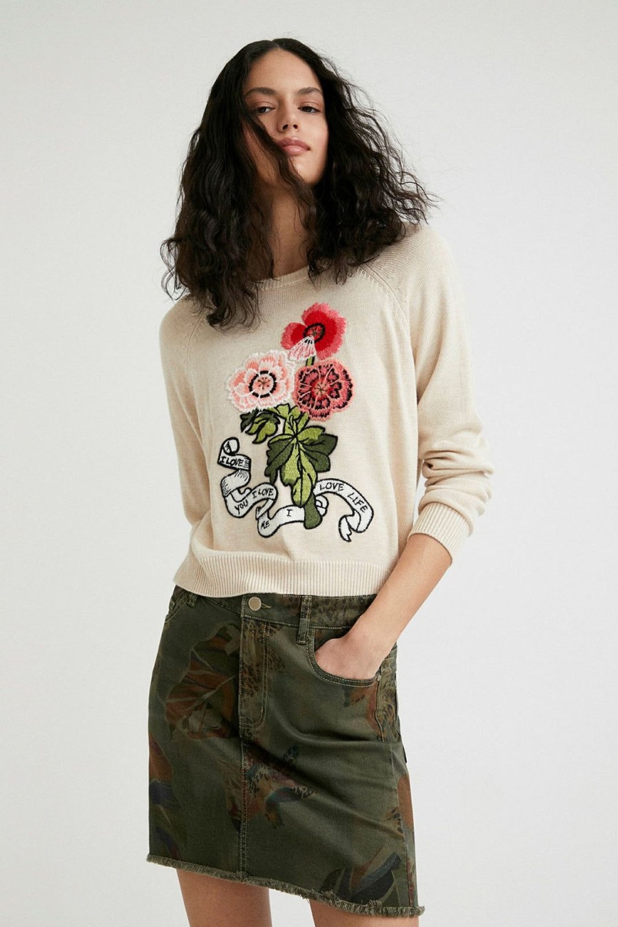 All Clothing Desigual | I Love You Jumper | Natural | Dg39