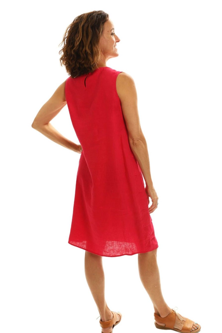 All Clothing See Saw | Linen Layered Shift Dress | Fuchsia | Ss33 Fuschia