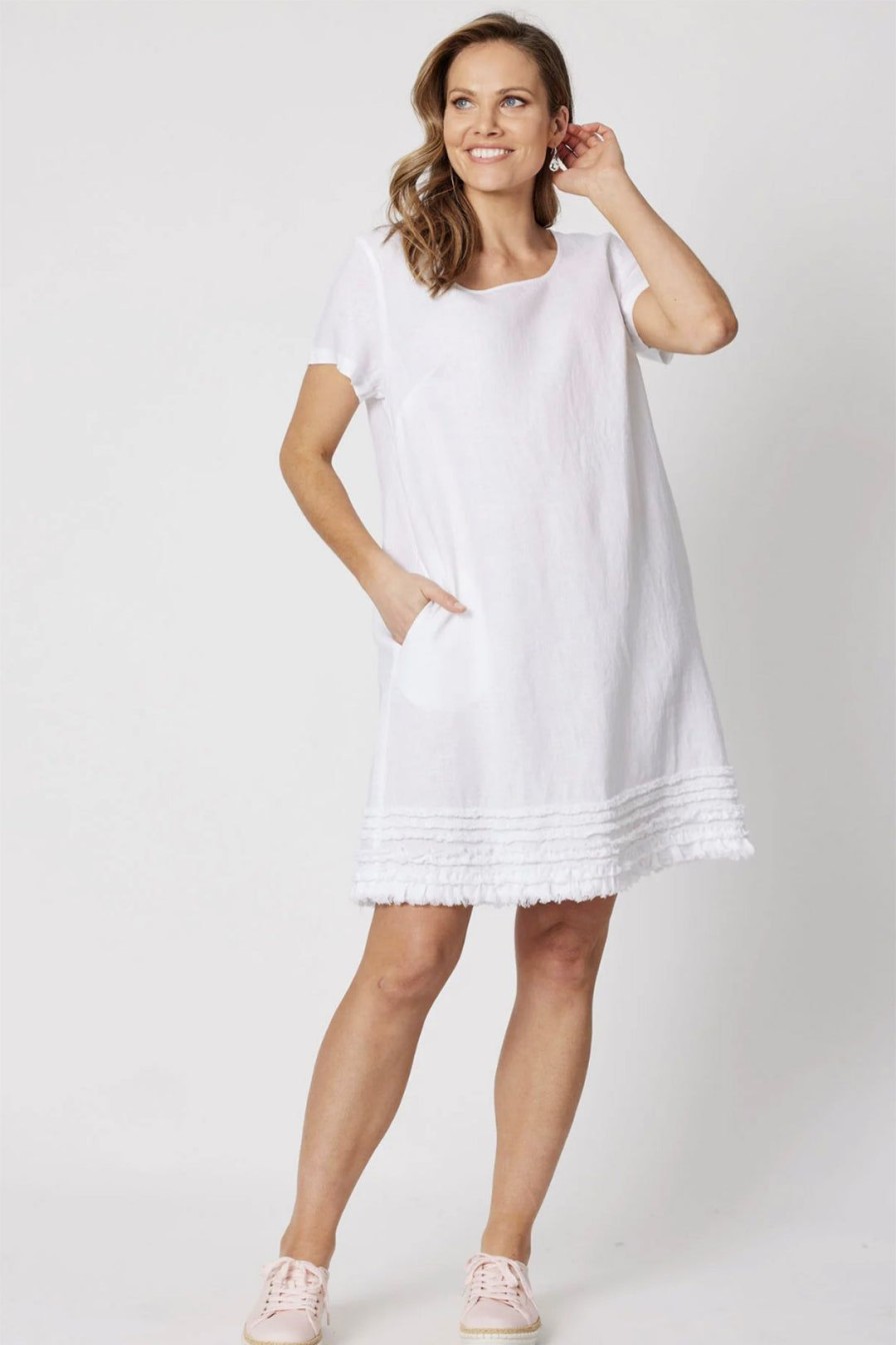 All Clothing Gordon smith | Ruffle Hem Dress | | Gs11 White