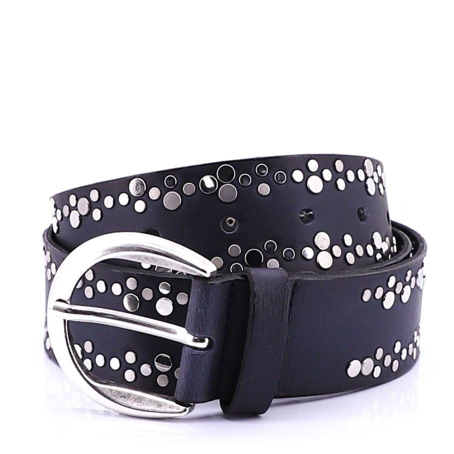 Accessories Vanzetti | Mixed Rivets & Buckle Belt | Navy