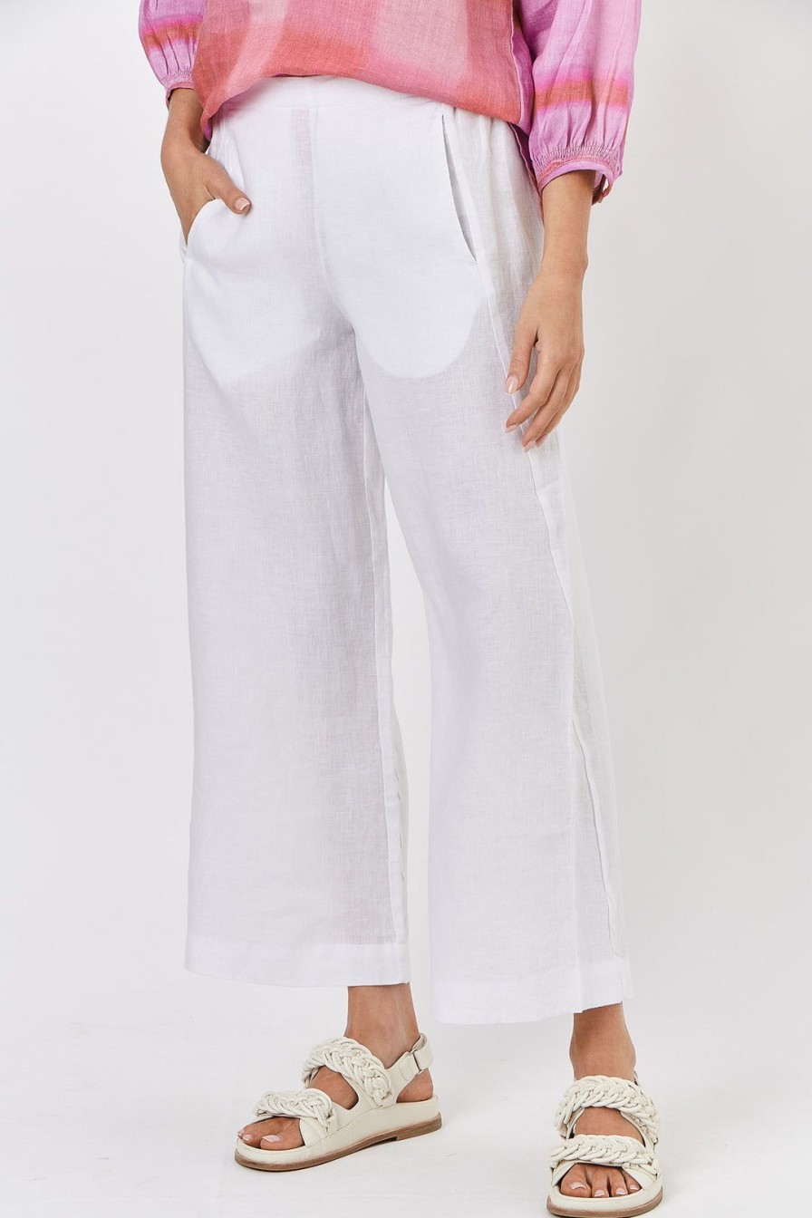 All Clothing Naturals By O & J | Hayley Linen Pant | White | Oj10