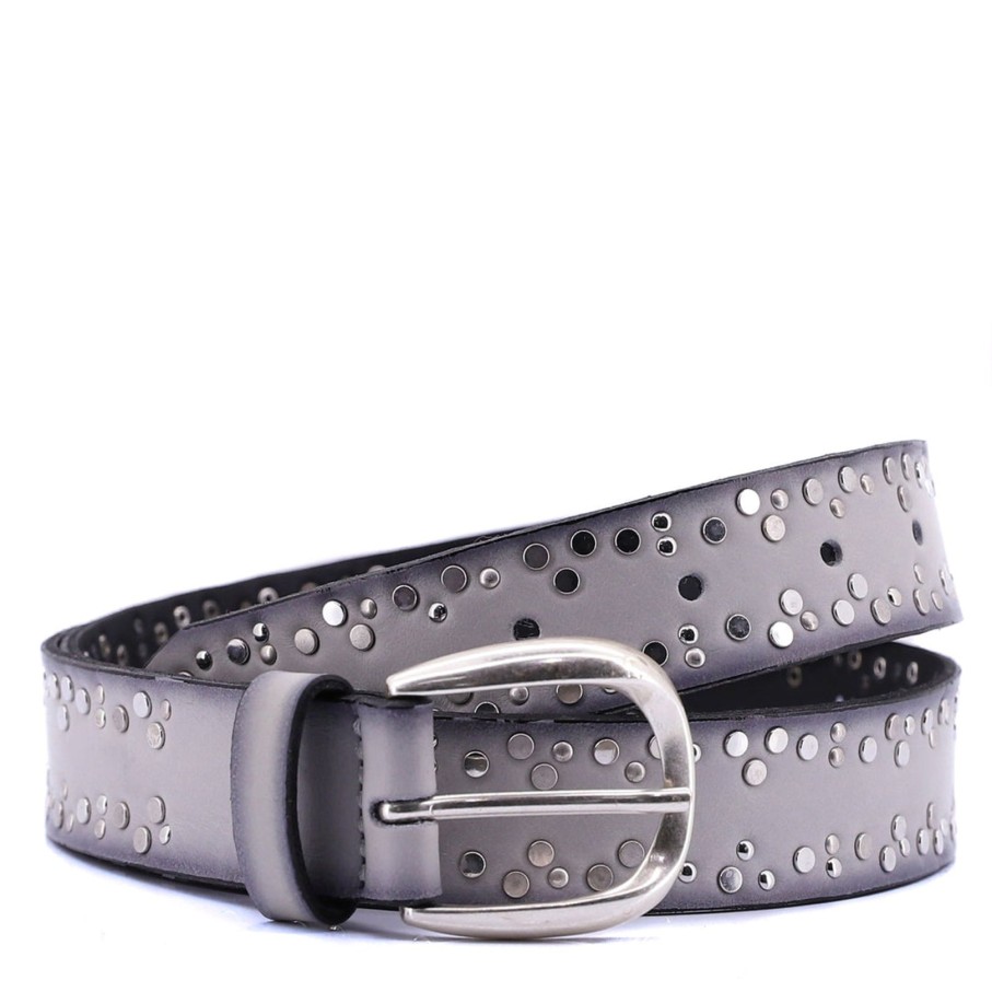 Accessories Vanzetti | Skinny Mixed Rivets Belt | Light Grey