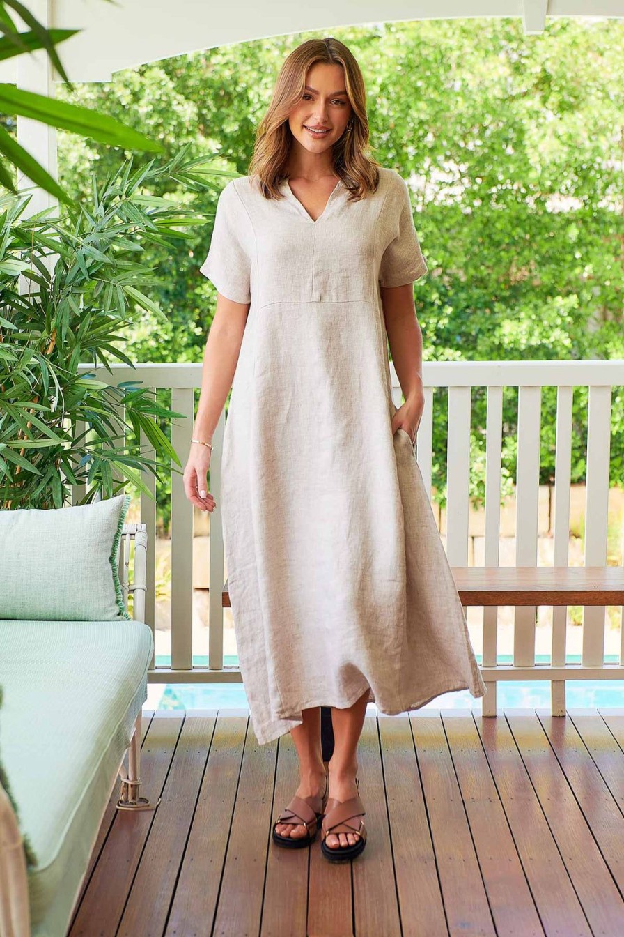 All Clothing Naturals By O & J | Dune Linen Dress | Oj12