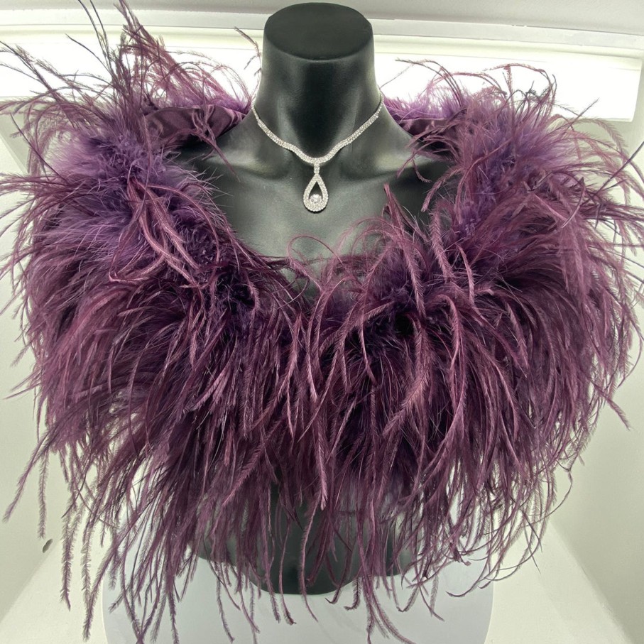 Accessories Pizazz Boutique | Ostrich Feather Shrug | Purple | Fi2