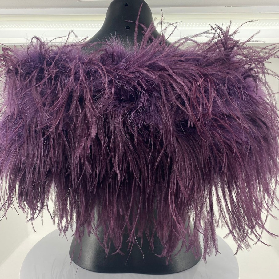 Accessories Pizazz Boutique | Ostrich Feather Shrug | Purple | Fi2