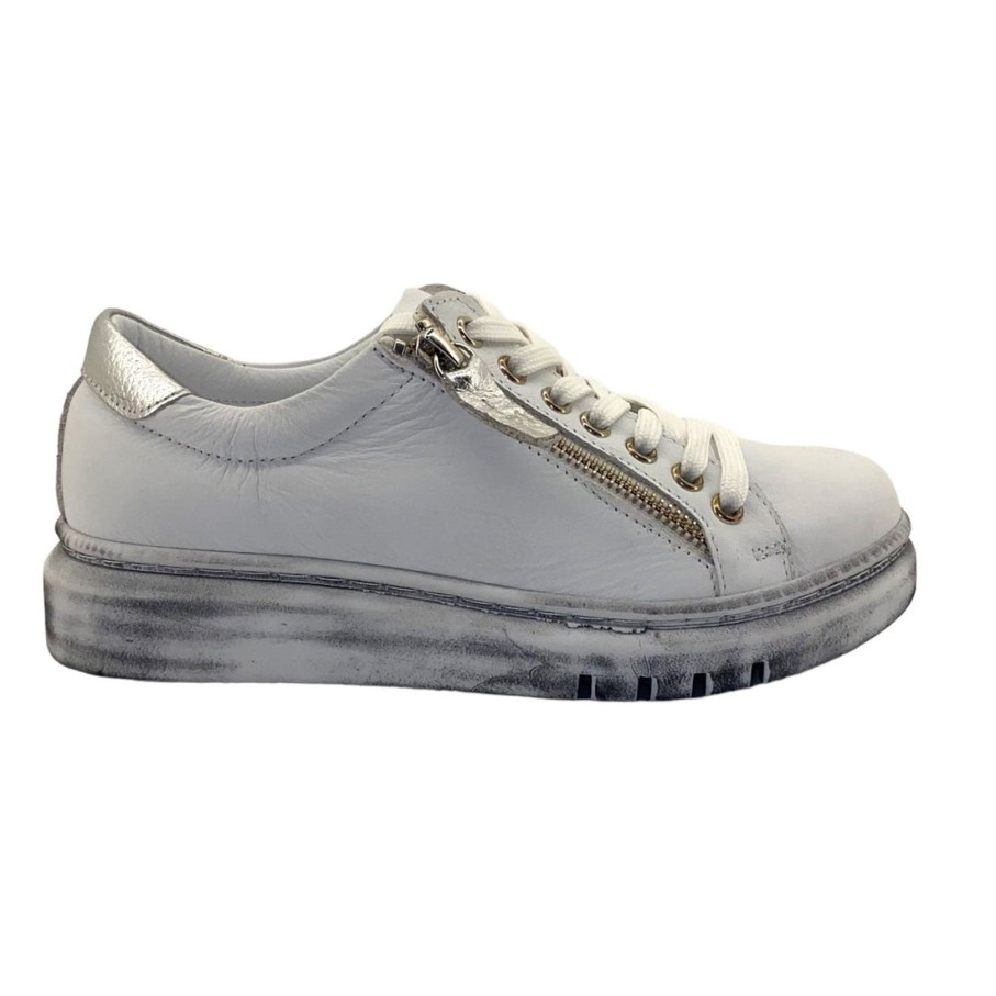 Shoes Rilassare | Tatter Sneaker | White/Silver | Rs3