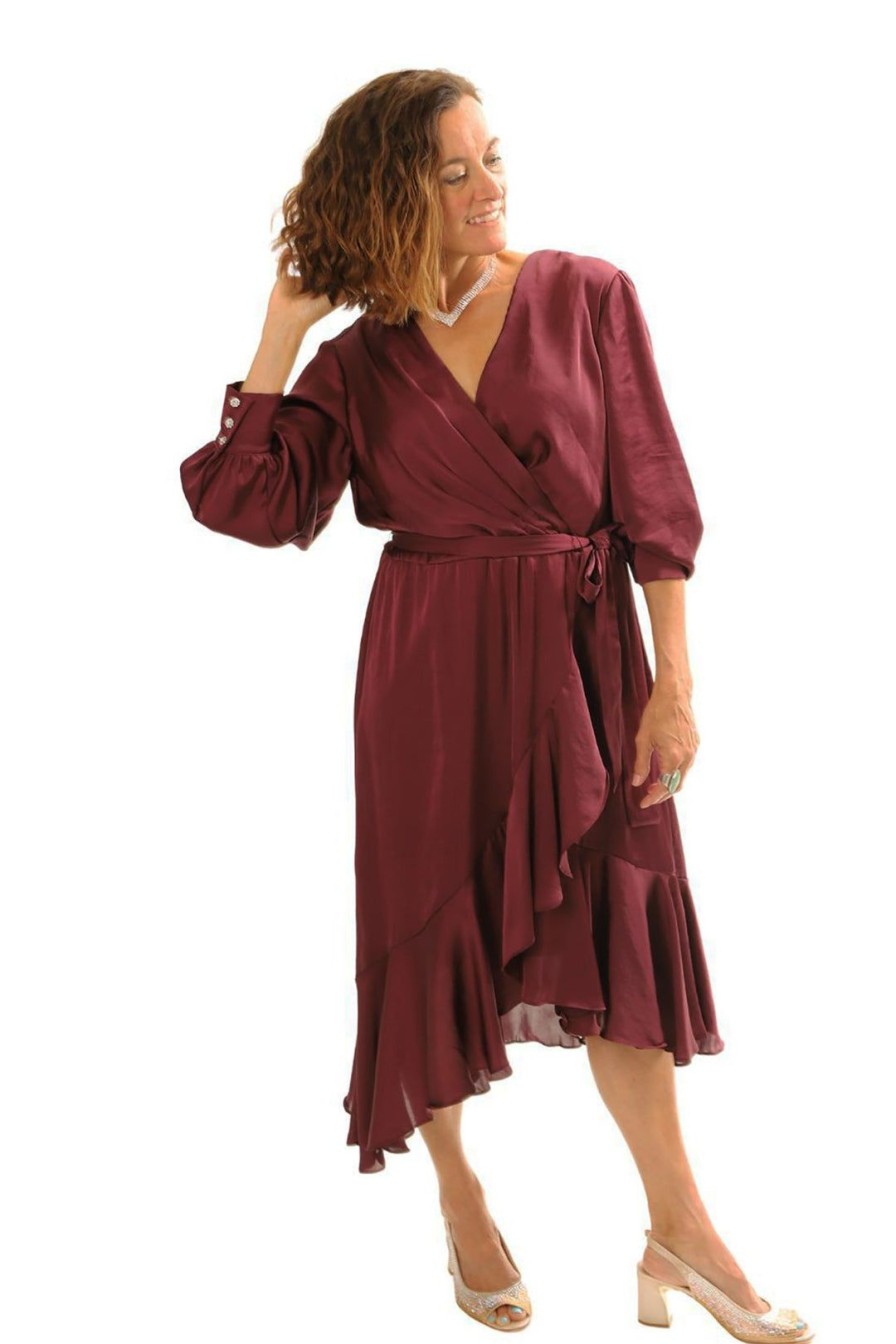 All Clothing Frank Lyman | Elegant Silk Dress | | Fl120 Berry