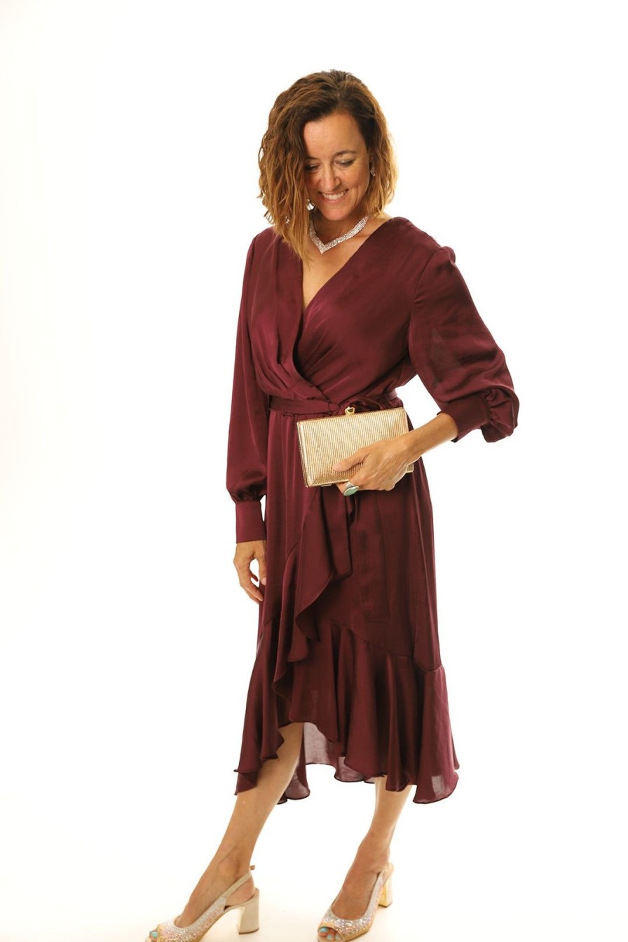 All Clothing Frank Lyman | Elegant Silk Dress | | Fl120 Berry