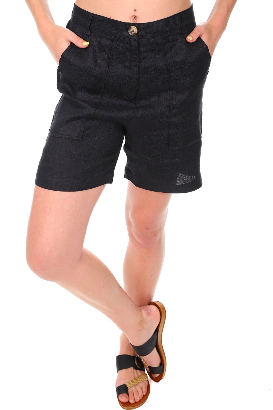 All Clothing See Saw | Linen Mid Shorts | Black