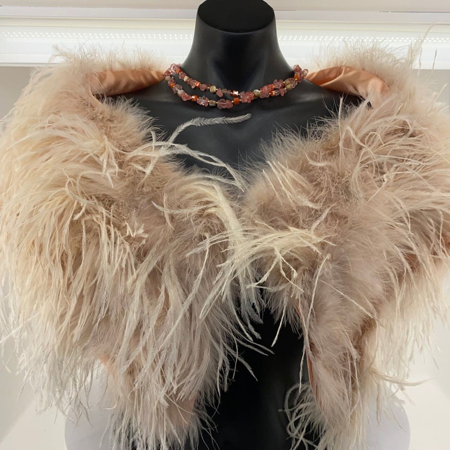 Accessories Essential Imports | Ostrich Feather Shrug | Natural | Fi2