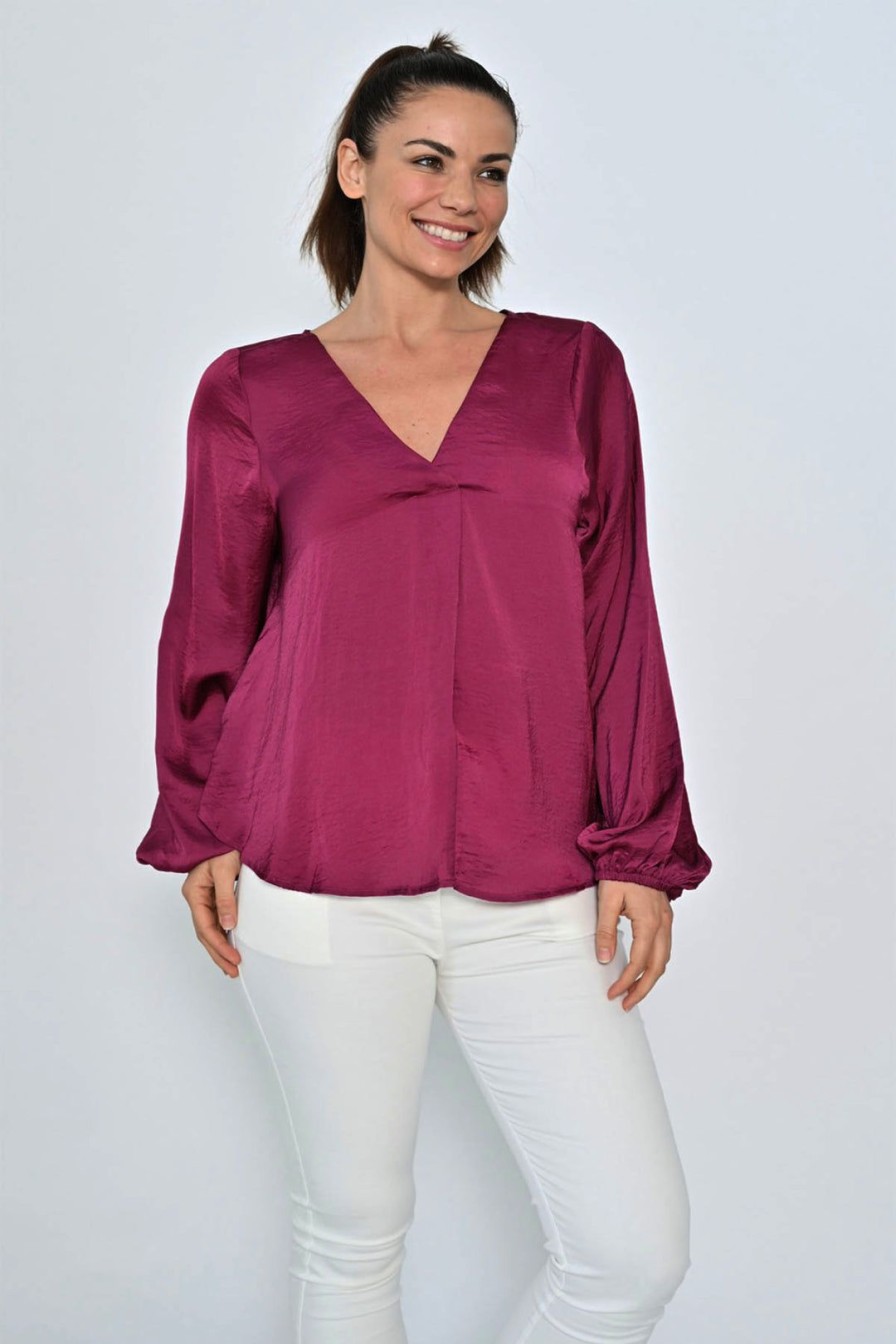 All Clothing Cali & Co | Sandra V Neck Top | | Cc1 Wine