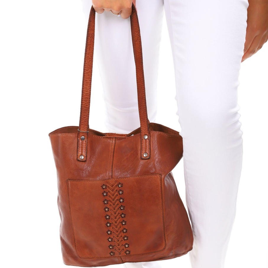 Accessories Modapelle | Front Pocket Slip Tote Bag | Tan