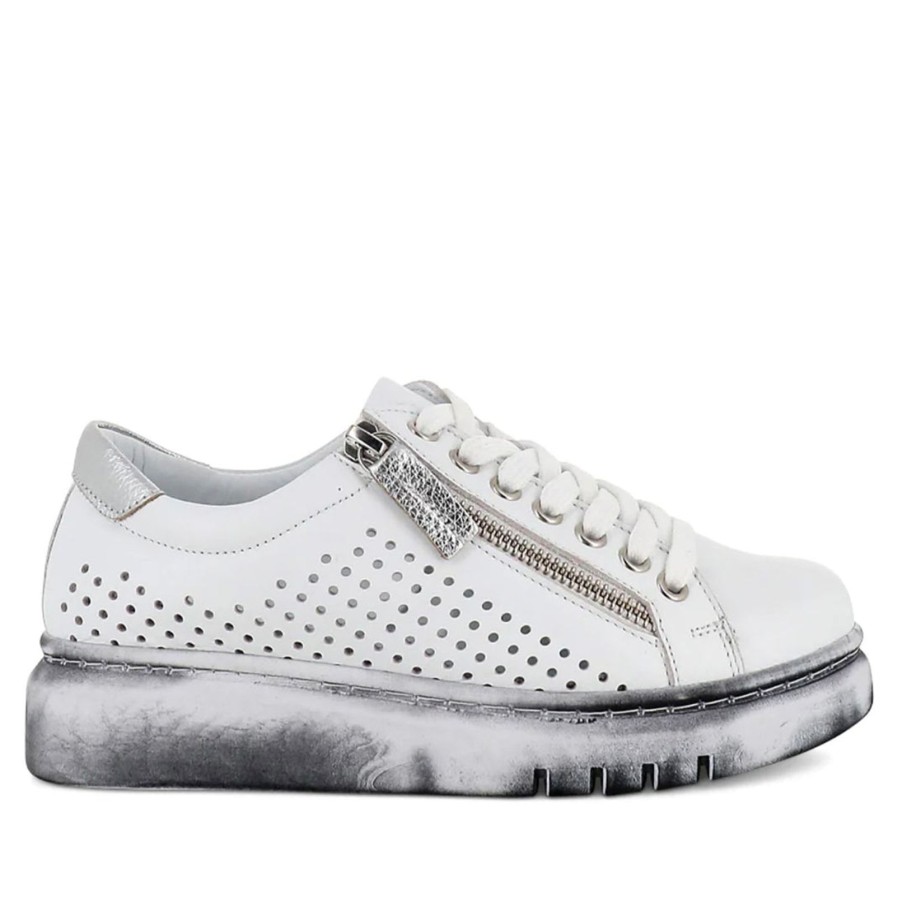 Shoes Rilassare | Timor Sneaker | White & Silver | Rs28