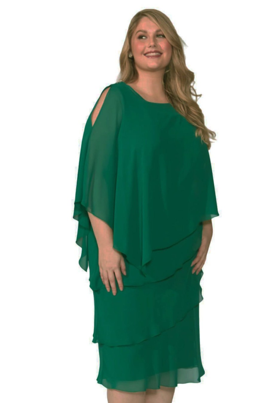 All Clothing Layla Jones | Tiered Chiffon Dress | Emerald | Lj1