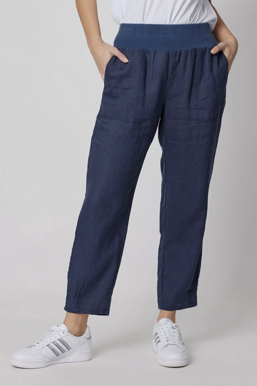 All Clothing Gordon smith | Jersey Waist Linen Pants | Marine | Gs3