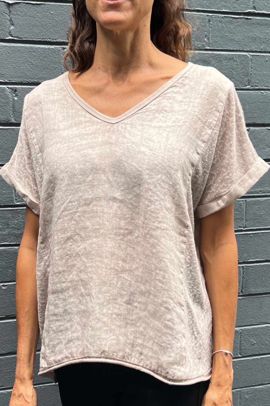 All Clothing So French So Chic | Linen Art Top | Nude | Sf1