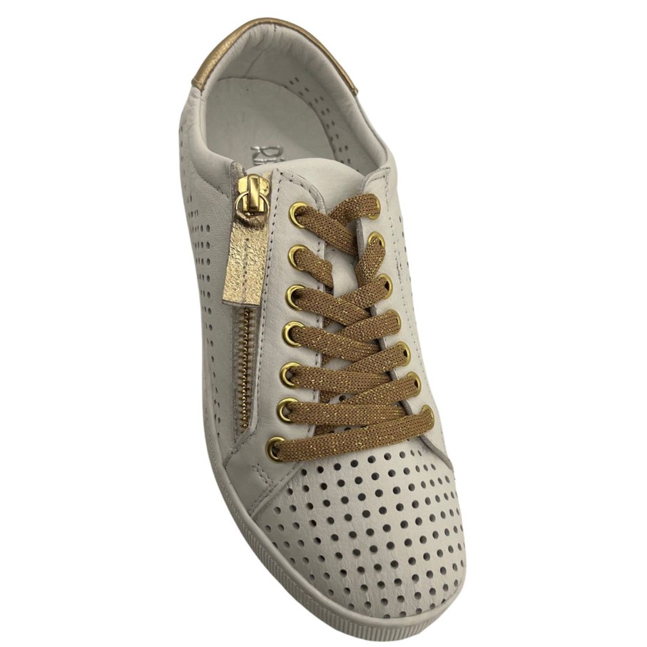 Shoes Rilassare | Temple Sneaker| | Rs31 White & Gold