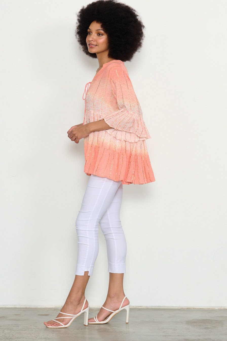 All Clothing Caju | Double Dip-Dye Blouse | Apricot | Caj27